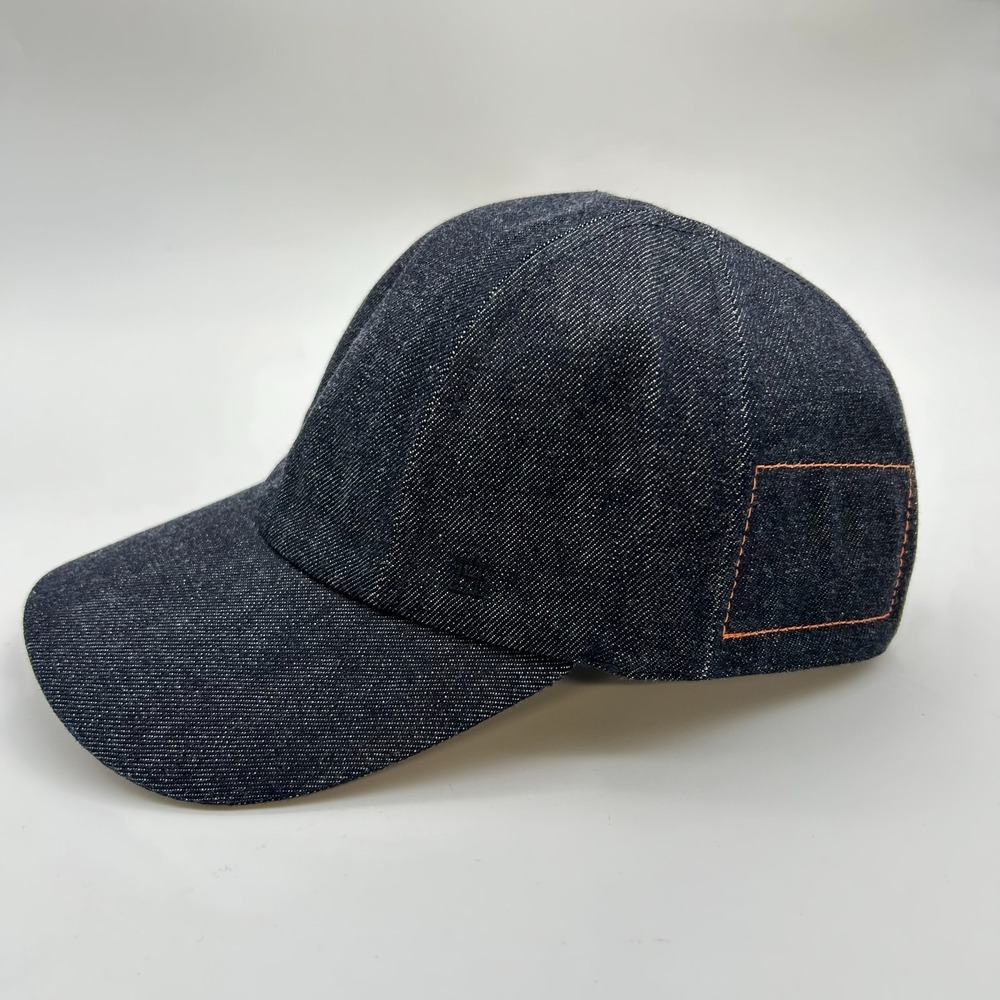 Hermès Miles Denim Baseball Cap Blue Cotton Contrast Stitching Sports Cap - 57